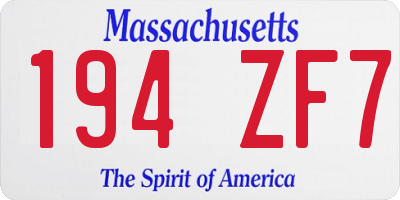 MA license plate 194ZF7