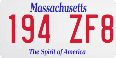 MA license plate 194ZF8