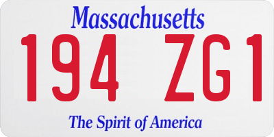 MA license plate 194ZG1