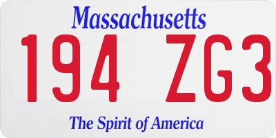 MA license plate 194ZG3