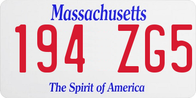 MA license plate 194ZG5