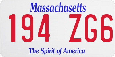 MA license plate 194ZG6