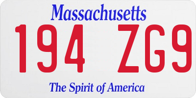 MA license plate 194ZG9