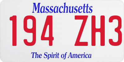 MA license plate 194ZH3