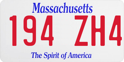MA license plate 194ZH4