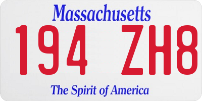MA license plate 194ZH8