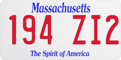MA license plate 194ZI2