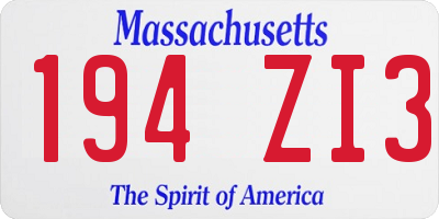MA license plate 194ZI3