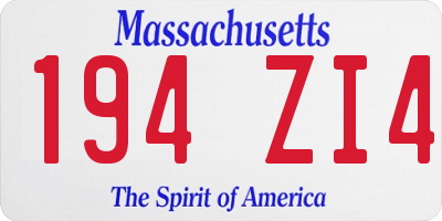 MA license plate 194ZI4
