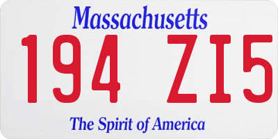 MA license plate 194ZI5