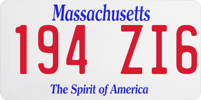 MA license plate 194ZI6