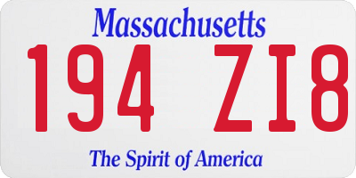 MA license plate 194ZI8