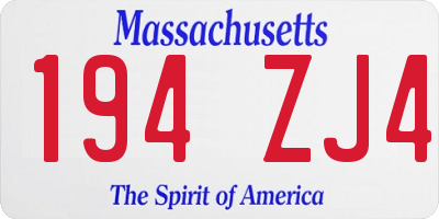 MA license plate 194ZJ4