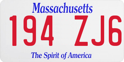 MA license plate 194ZJ6