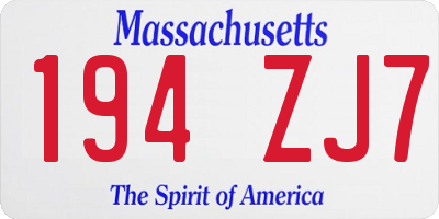 MA license plate 194ZJ7
