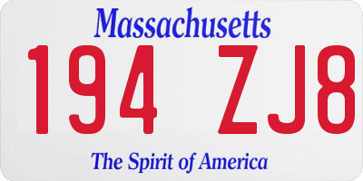 MA license plate 194ZJ8