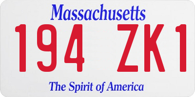 MA license plate 194ZK1