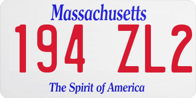 MA license plate 194ZL2