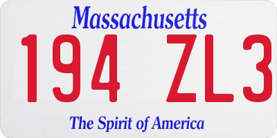MA license plate 194ZL3