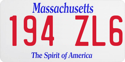 MA license plate 194ZL6