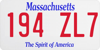 MA license plate 194ZL7