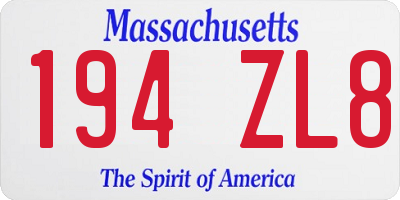 MA license plate 194ZL8