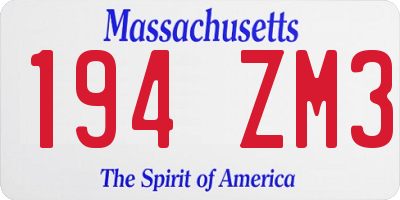 MA license plate 194ZM3