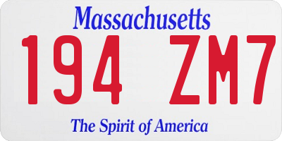 MA license plate 194ZM7