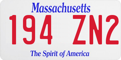 MA license plate 194ZN2