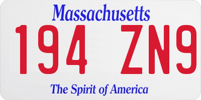 MA license plate 194ZN9