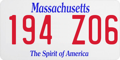 MA license plate 194ZO6
