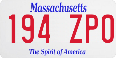 MA license plate 194ZP0