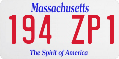 MA license plate 194ZP1