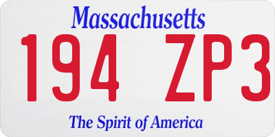 MA license plate 194ZP3