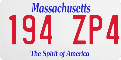 MA license plate 194ZP4