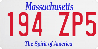 MA license plate 194ZP5