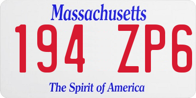 MA license plate 194ZP6