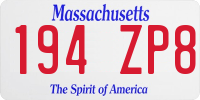 MA license plate 194ZP8