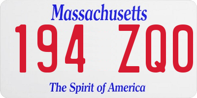 MA license plate 194ZQ0