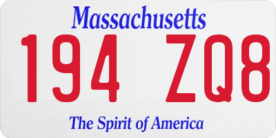 MA license plate 194ZQ8