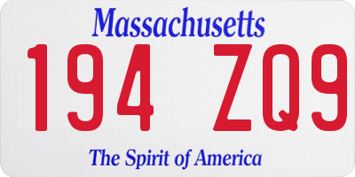 MA license plate 194ZQ9