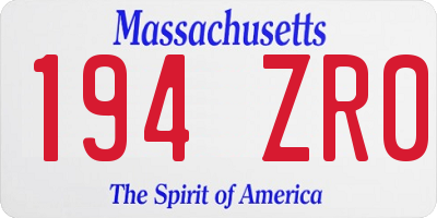 MA license plate 194ZR0