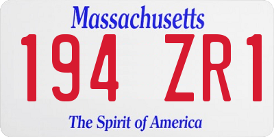 MA license plate 194ZR1