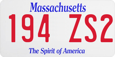 MA license plate 194ZS2