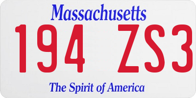 MA license plate 194ZS3