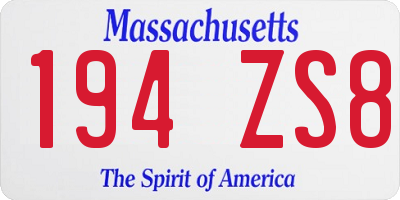 MA license plate 194ZS8