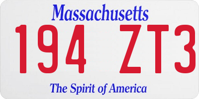 MA license plate 194ZT3