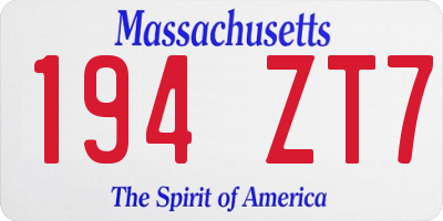 MA license plate 194ZT7
