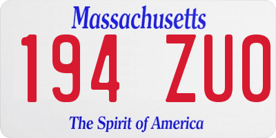 MA license plate 194ZU0