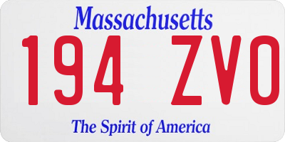 MA license plate 194ZV0